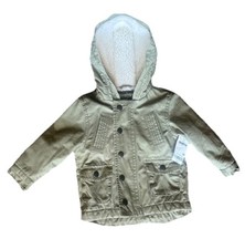 Oshkosh B'gosh Jacket Boys 6m Green Fleece Lined Hoodie Zip up Pockets New Winte