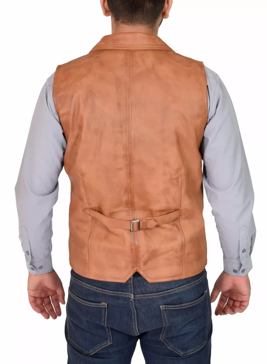 Mens leather shop waistcoats ebay