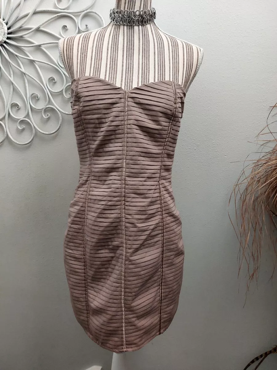 Bebe Pleated Corset Bustier Cocktail Mini Dress Party Wedding