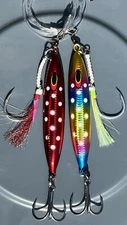2 600g  Fully Rigged BLUEFIN TUNA KNIFE JIGS -Tuna Bomb  Vertical Lb Red  Glow