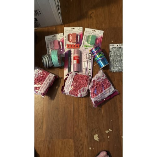Assorted Nail Art and Craft Supplies Bundle Glitter Ribbons Stickers Gems