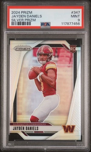 2024 PANINI PRIZM SILVER PRIZM #347 JAYDEN DANIELS ROOKIE RC PSA 9