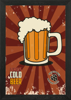 Immer kühles Bier Vintage gerahmtes Wandbild Poster Leinwanddruck Bild