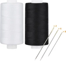 Simthread All Purpose Thread Polyester 400 Yards (1 White 1 Black)