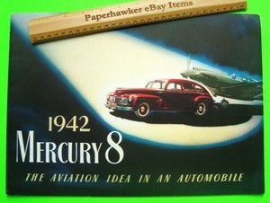 1942 MERCURY 8 GIANT PRESTIGE 20-pg COLOR CATALOG Brochure WOODIE Conv't XLNT++