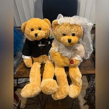 PBC Vintage Bride Groom Bear Animated Singing Plush Doll Sings