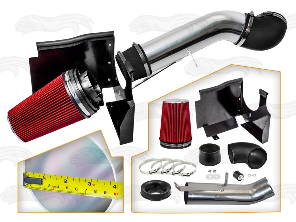 Sistema de admisión de aire frío BCP RED 07-08 GMC Yukon 4,8/5,3 L V8 + protector térmico Foto 2 de 4