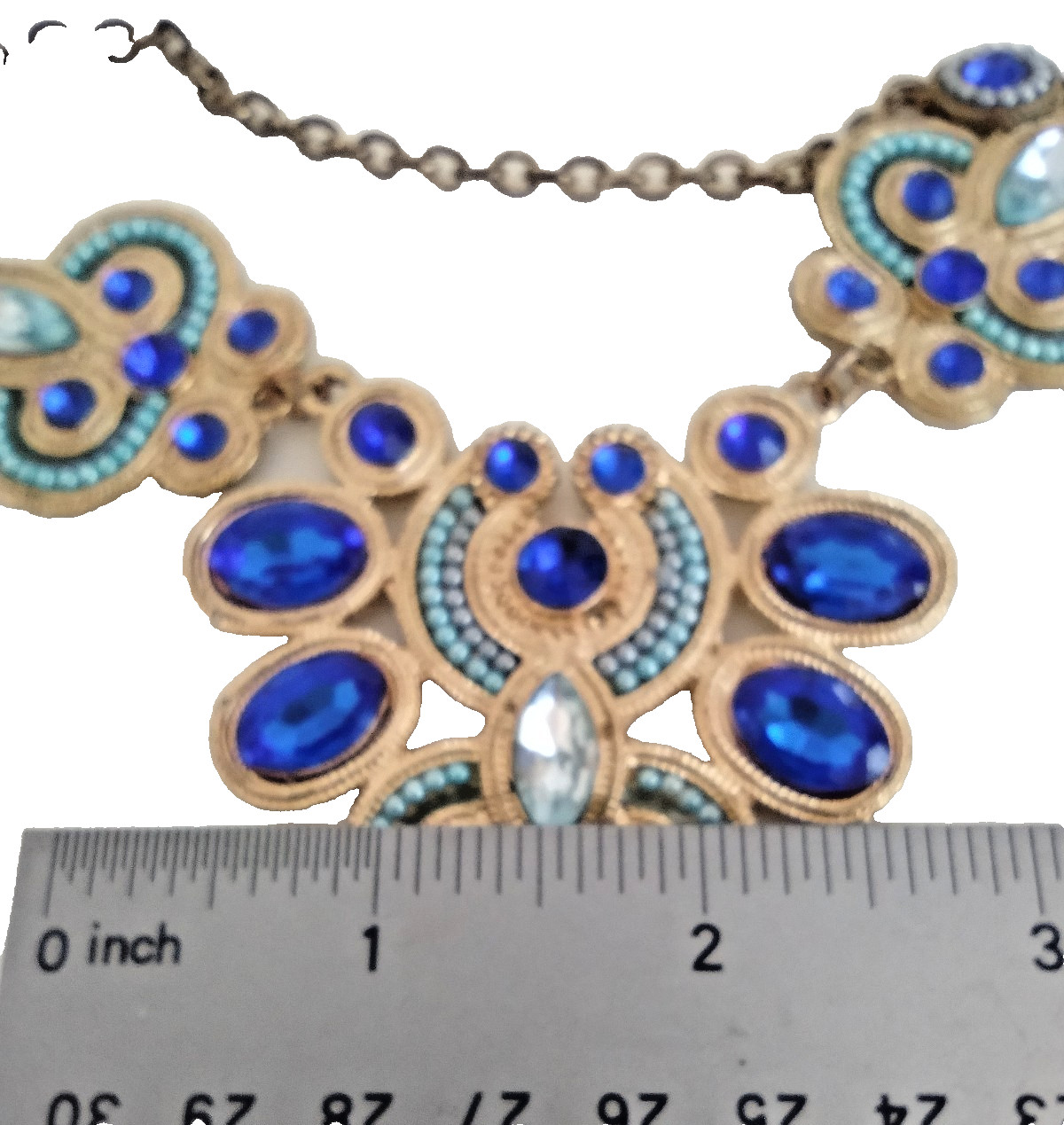 Erica Lyons Statement Rhinestone Bib Necklace Pea… - image 4