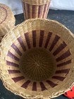 Woven Rattan Lidded Nesting Storage Baskets Set 3 Boho Farmhouse Primitive Vnt. — photo 7