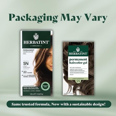Herbatint 5N Light Chestnut Haircolor Gel 4.56oz Alcohol-Free Vegan 100% Gray