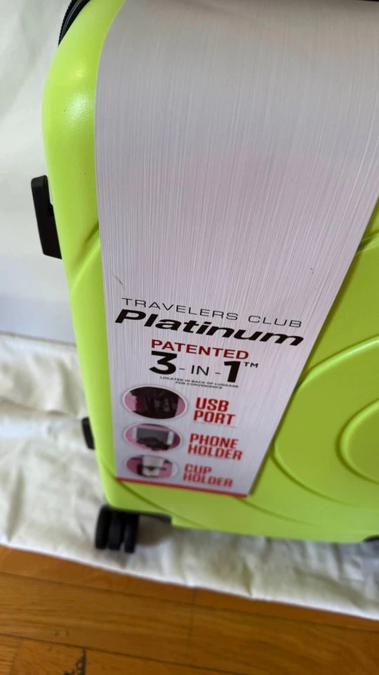 Travelers Club Platinum Estuche Rígido Equipaje de Mano 20" USB Portavasos Verde Lima Foto 3 de 4