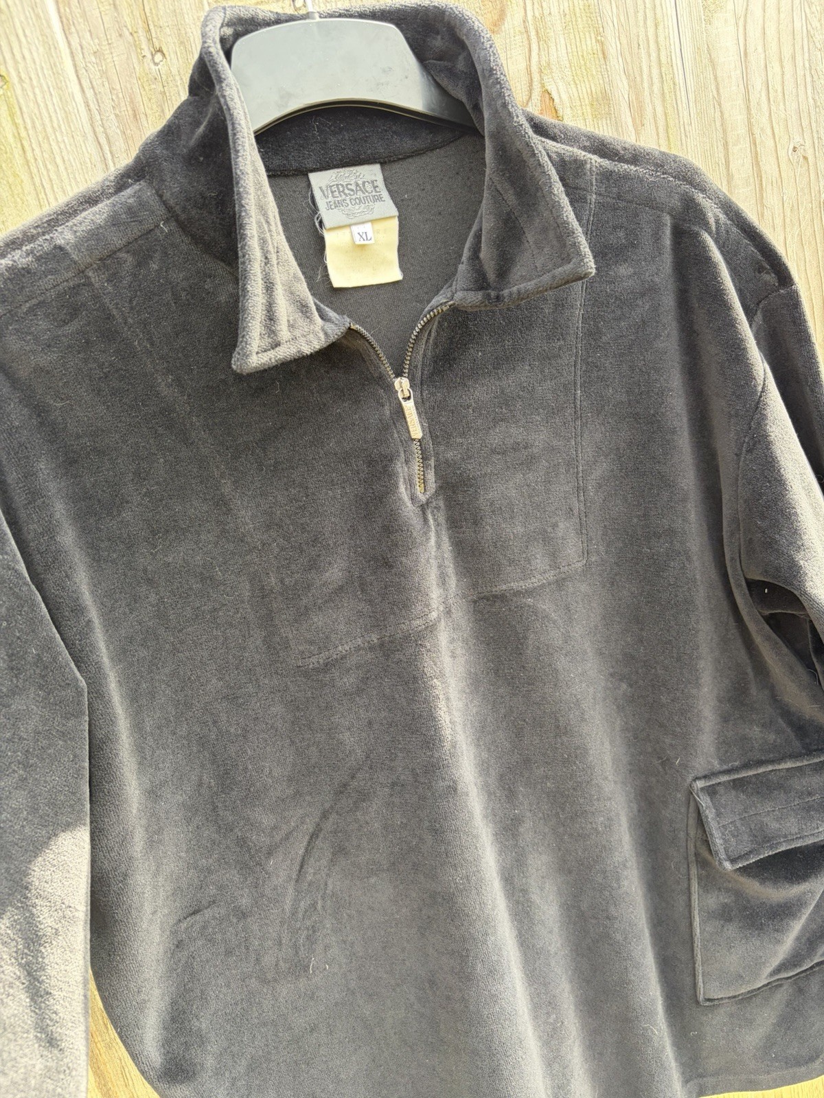 Rare Men’s Vintage Versace Jeans Couture Black 1/4 Zip Long Sleeve Top Size XL image 5