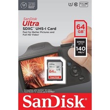 SanDisk 64GB Ultra Class 10 UHS-I SDXC Memory Card 140 MB/s - Ultra Fast Speed