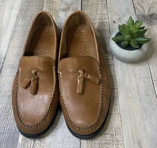 Mens Hitchcock Tan Moccasin Wide Tassel Dress Loafers SZ 7 (5E Wide) Preppy