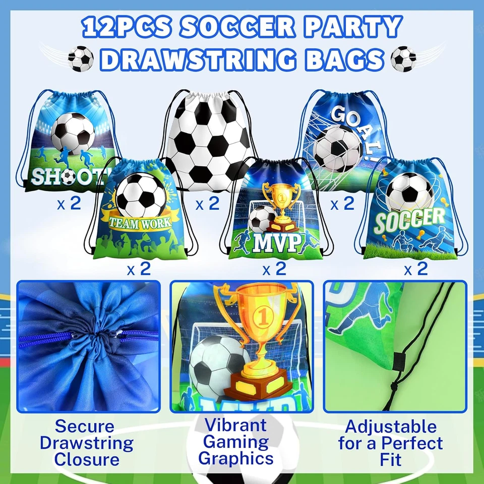 60 PIEZAS Favores de Fiesta de Fútbol, Bolsas de Artículos de Fútbol para Niños Incluye Dibujo de 13 X 11 Pulgadas Foto 3 de 4