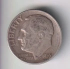 1955-S ROOSEVELT DIME 10¢ SAN FRANCISCO 90% SILVER COIN UNITED STATES MINT