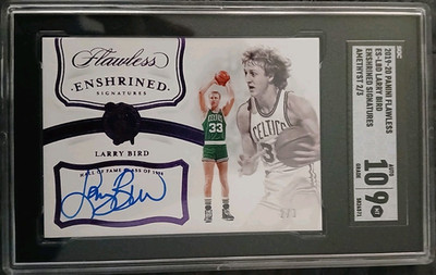 Panini 2019-20 Flawless Larry Bird Enshrined Signatures Amethyst Auto 2/3 SGC 9