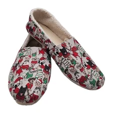 TOMS Women’s Belmont Glacier Holiday Sweater Faux Shearling Flats Shoes Sz W 10
