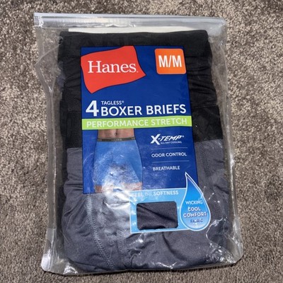 Hanes Boxer Briefs Men's MEDIUM 4 Pack Performance Stretch X-Temp Odor Control