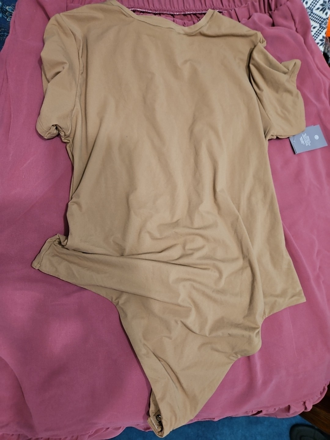 NWT AUDEN Women's Stretch Short Sleeve Bodysuit - Brown sz Large
