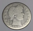 1913 D Barber SILVER Quarter  well circulated / ungraded U.S. Coin