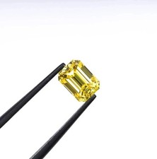Natural Yellow Color 2CT Emerald Cut Lab Grown Loose Diamond VVS1 Certified