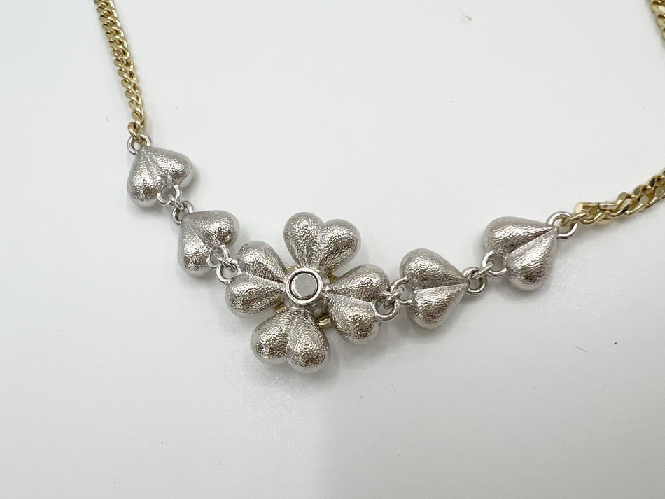 Chanel Coco Mark C23S Necklace Clover Motif GP Rhinestone