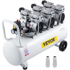 VEVOR Compresseur D'Air Sans Huile Silencieux 8Bar 2200W 80L Double Manomètre
