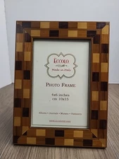 Eccolo Photo Picture Frame 8x6" Marquetry Inlaid Wood Brown Italy Vgt 4x6 Pic