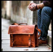 Messenger Laptoptasche Herren schlicht ohne Fronttasche Aktentasche Leder Vin...