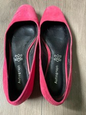 Autograph Flat Bright Pink Suede Leather Ballet Pumps Shoes Size 37.5 Uk 4