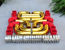 12 Pcs 2.5 Universal Gold Intercooler Piping Red Silicone Coupler Clamp Kit 12 Pcs 2.5 Universal Gold Intercooler Piping Red Silicone Coupler Clamp Kit