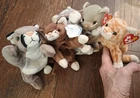 Vtg EUC w tags 5 Lot Ty Plush SILVER Tabby Canyon Scat Pounce Amber CATS Kittens