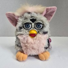 1998 FURBY Snow Leopard Gray Pink Black Spots w/Tag 70-800 WORKING