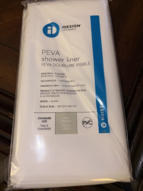 iDesign 72” x 72” White Shower Curtain Liner 12054