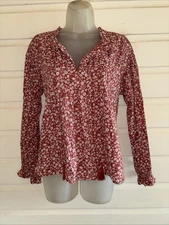 NWOT Monoprix Femme Bio 100% Cotton Long Sleeve Brun Guardian Top Size 36