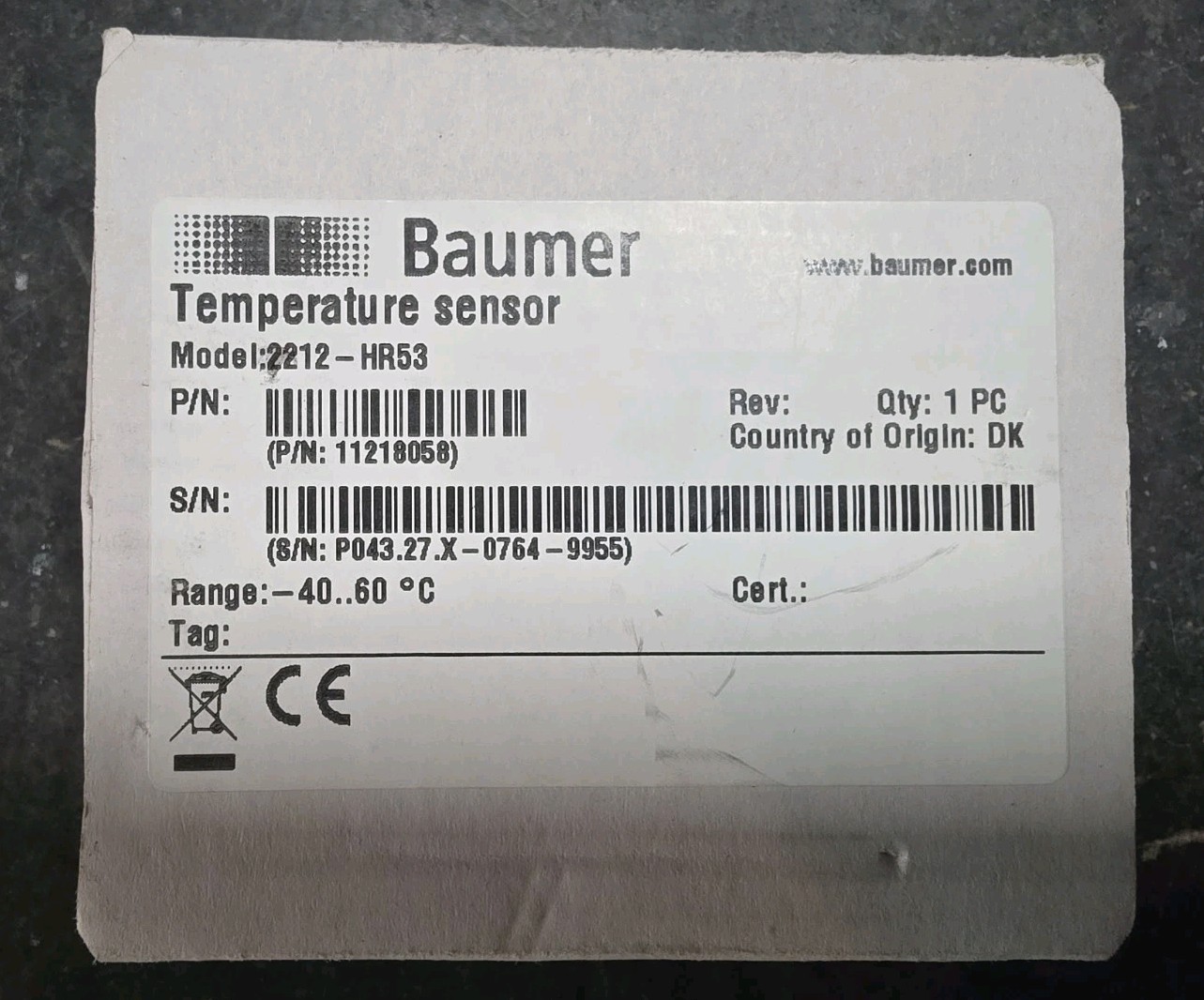 Baumer FlexTop 2212-HR53 Temperature Transmitter 11218058 - New Open Box