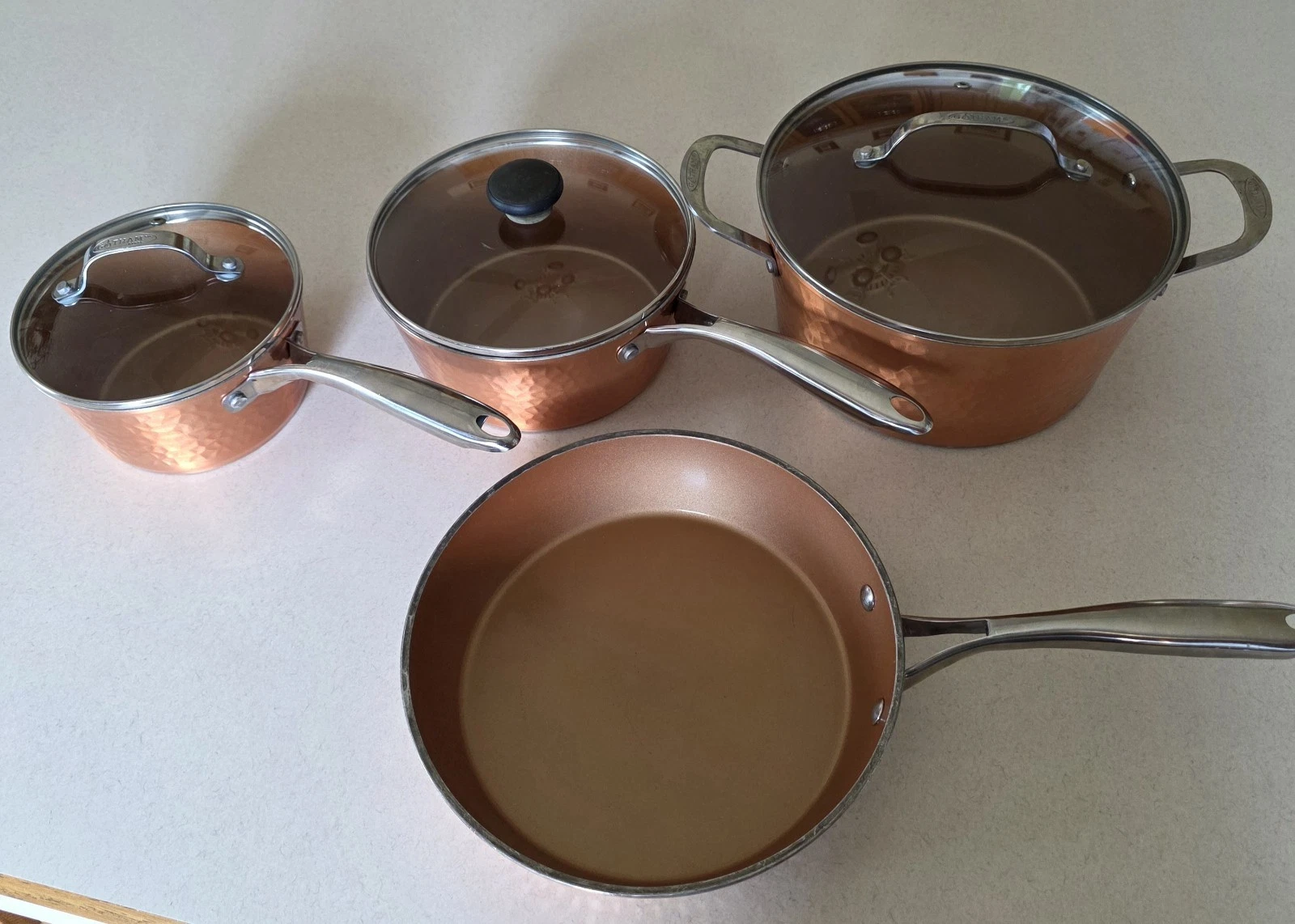 Gotham Steel 7-Piece Hammered Copper Cookware Pan Set