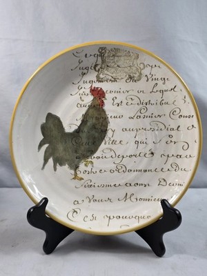 2 Williams Sonoma Rooster Scripts Salad Plates Discontinued 2008 Hand Painte 123