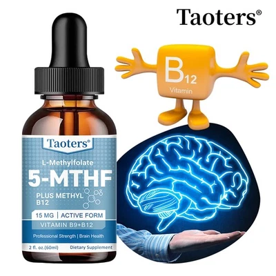 TAOTERS L-Metilfolato 60ml Gocce Integratore per Supporto Cognitivo Energia