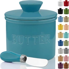 PriorityChef Butter Crock with Lid with Water Line, Ceramic French Butter Dis...
