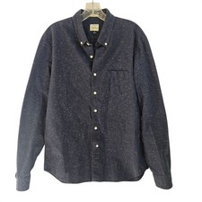 J. Crew Men's Speckled Button Down Long Sleeve Shirt Size Large Blue Cotton