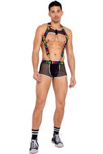Roma Pride Harness Suspenders Love Elastic Logo Adult Men Accessory Rave 6156