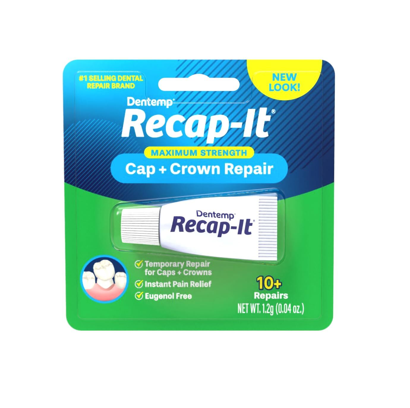 Recap-It Cap and Crown Repair Dental Kit - Fast Acting Formula Dental Cement ...