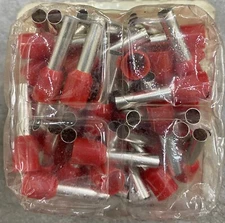 BM 00613 Insulated End Sleeve/Bootlace Lug, 10mm2/8 AWG, RED, 50 Pc's Pkt
