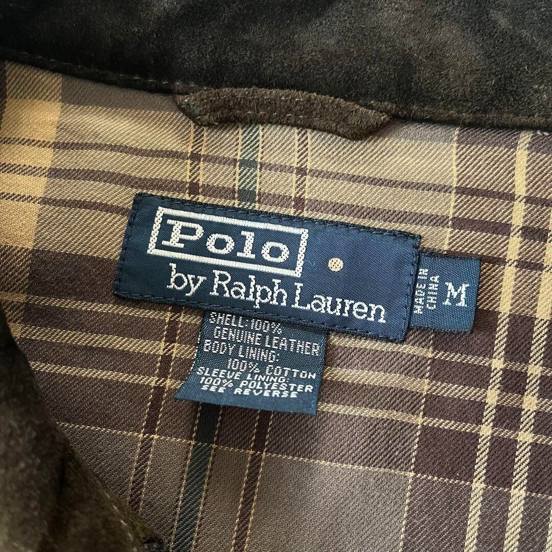 Mens Ralph Lauren 90s Leather Suede trucker Jacket darkbrown size