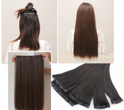 L.O.S NEU 60cm 5 Clips In Tressen Extensions Haarverlängerung Haarteil Glatt
