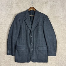Oscar De La Renta Sport Coat Men's 42 Long Gray/Black Houndstooth Wool Blazer