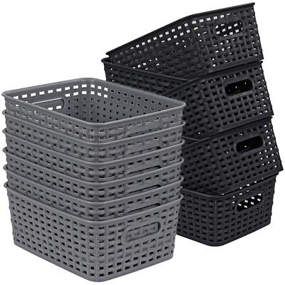 Handy Plastic Rattan Storage Basket Small Weave Basket Box Crate Office ...