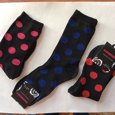 3 PAIRS LADIES NOVELTY POLKA DOT SOCKS NWT  PINK/RED/BLACK  FUN  CUTE 
